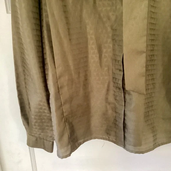 Christian Dior Vintage Olive Green Neck Bow tie Blouse size 6 Logo Old Money - Picture 6 of 16